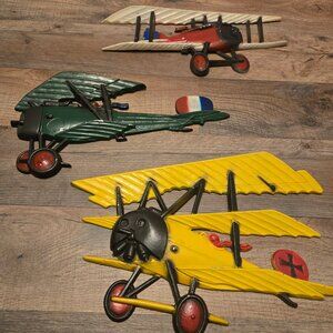 3 Cast Iron HOMCO Vintage 1975 Biplanes